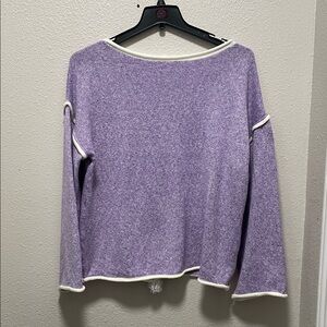 Main Strip Lavender Sweater with White Trim